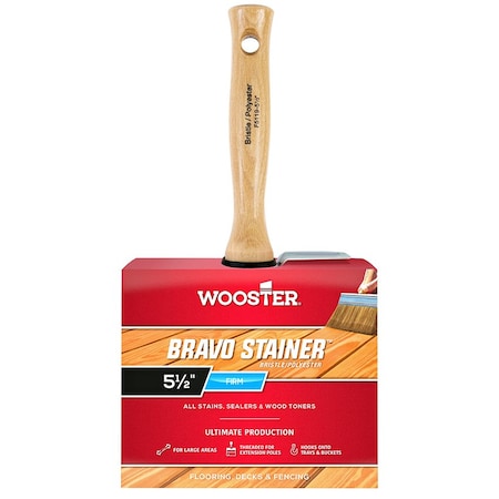 Wooster 5-1/2" Block White China/Polyester Bristle, Paint Brush, Wood Handle 0F51190054